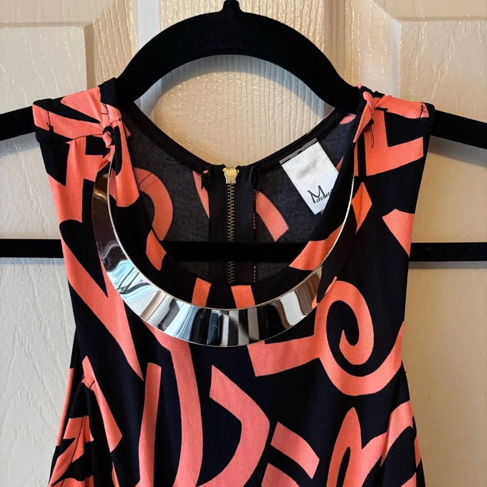 Black and Orange Sleeveless Dress